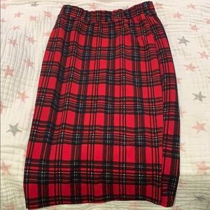 Red Plaid Pencil skirt